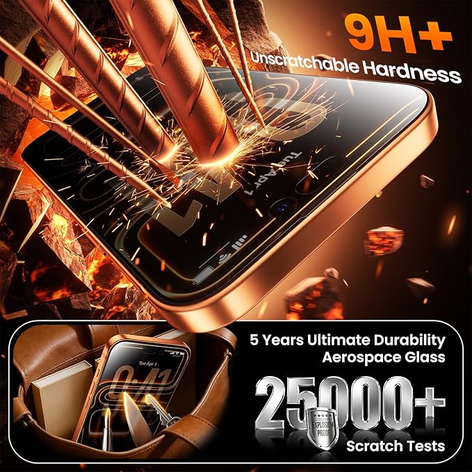 3-Pack for iPhone 17 Pro Screen Protector Privacy[25°Anti Spy] 9H Hardness Easy Install Frame Bubble Free Impact &amp Shatter Protection Case-Friendly