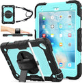 SEYMAC stock Case for iPad mini 5/4 with Screen Protector Pencil Holder [360 Rotating Hand Strap] &amp Stand Drop-Proof Case for iPad mini 5th/4th Generation 7.9 inch (SkyBlue+Black)