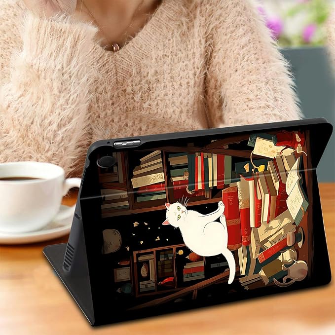 Library Bookshelfs Cat