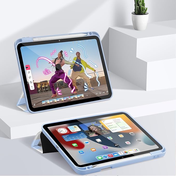 Tuiklol Case for iPad 11 inch (A16 Chip) 2025 Gen 11th / iPad 10.9 inch 2022 10th Gen Buit in Pencil Holder with Shockproof Cover Clear Transparent Back Shell Auto Wake/SleepLattice