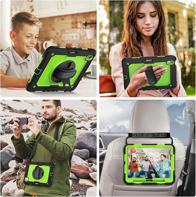Herize Compatible with iPad Air 11 Inch 7th/6th Generation with Screen Protector | Shockproof Case for iPad Air 11 Inch M3/M2 2025/2024 | Full-Body Silicone Protective Case W/Hand Strap Shoulder Strap
