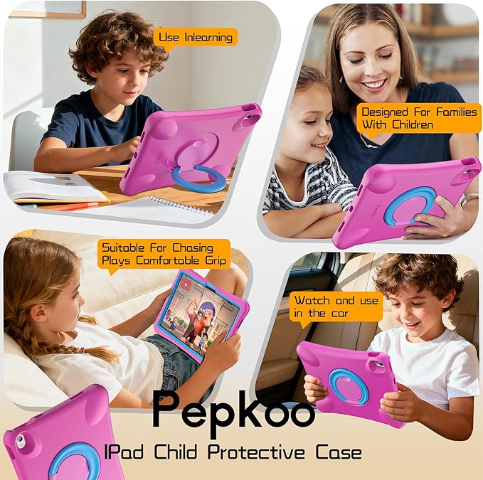Pepkoo for iPad Air 13 inch Case for Kids with 360° Rotatable StandShockproof EVA Handle Cover for iPad Air 13 M3 2025 and M2 2024 Models