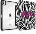 TWOLSKOO Case for iPad Pro 11-inch (M5 2025 / M4 2024) Clear Acrylic Back with TPU Bumper Pencil Holder Trifold Stand Auto Sleep/Wake Zebra Stripes
