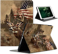 Compatible with iPad Air 13 inch Case (M3 2025 /M2 2024)/12.9 inch Case (6th/5th/4th/3rd 2022/2021/2020/2018) with Pencil HolderAuto Wake/Sleep Protect CoverVintage American Flag Elk Deer