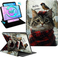 Case for Kindle Fire HD 10 &amp 10 Plus Tablet(13th/11th Gen 2023/2021 Release) 10.1 360 Degree Rotating Swivel Stand Flip Cover with Auto Sleep/Wake Hello Winter Cat