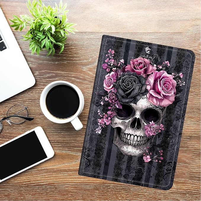 Pink Black Rose Skull