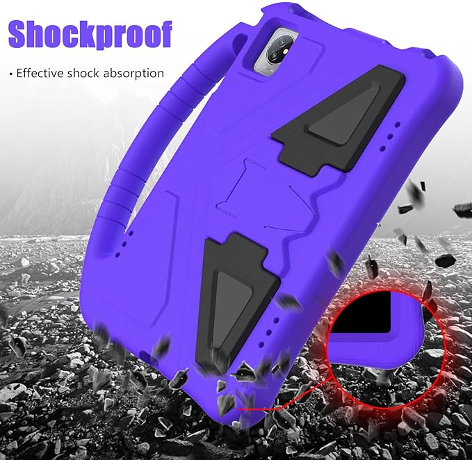 Kids Universal Case for Blackview Tab 8 WiFi 10.1 inch 2023 EVA Foam Stand Handle Cover for Blackview Tab 7 WiFi/OSCAL Pad 60/ DragonTouch Notepad 102/ Teclast P40HD 10.1 Tablets - Purple