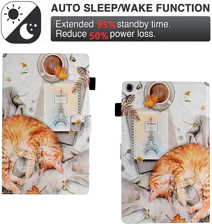 Case for Fire HD 8 Tablet (8th/7th/6th Generation 2018/2017/2016 Release) Premium PU Leather Folio Stand Cover Protective Case with Auto Sleep Wake Lazy Cat