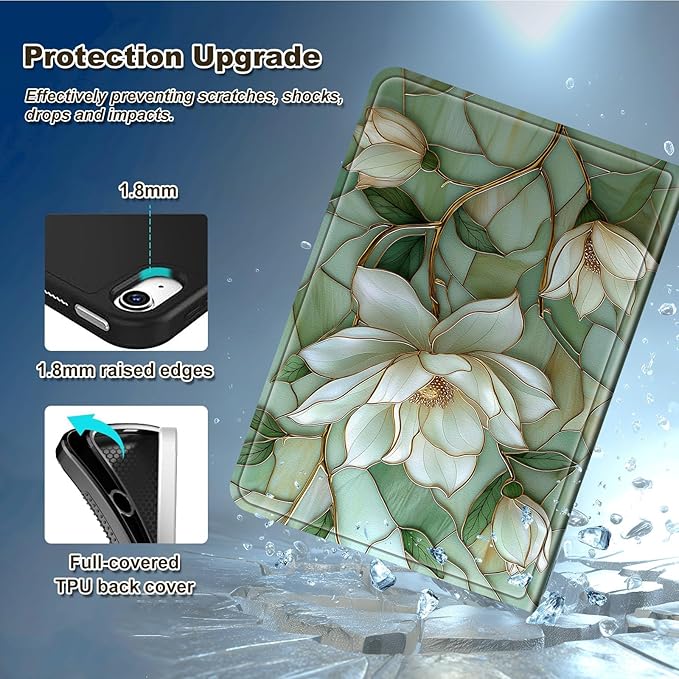 Case for Amazon Fire Max 11 Tablet Case (13th Generation 2023 Release) Multi-Angle Viewing Leather Smart Stand Back Cover with Auto Sleep Wake White Lotus