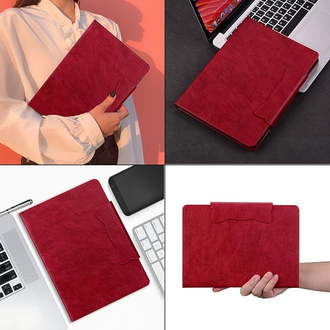Case for Samsung Galaxy Tab S10 FE+/S10 FE Plus 13.1 Inch 2025 (SM-X620/SM-X626B) with Pockets Multi-Angle Stand PU Leather Soft TPU Back Shockproof Magnetic Closure Folio Wallet Cover Red