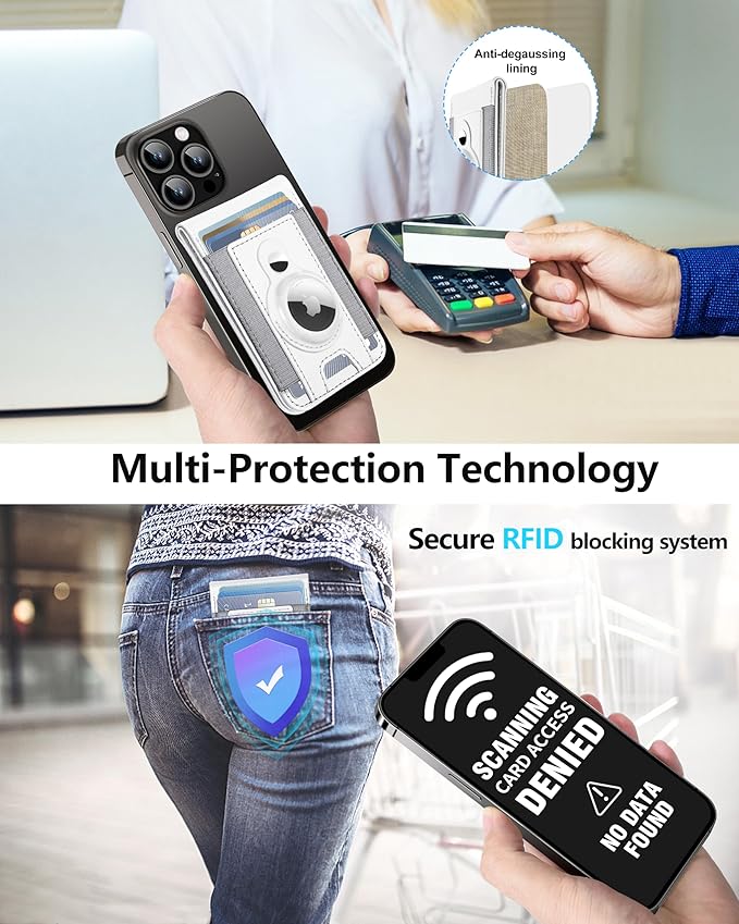 ExtreLife for Magsafe Wallet with Airtag Holder Magnetic Wallet for iPhone 17/16/15/14/13/12 Series 9-Card Holder Open ID Window Adjustable Stand RFID Blocking White