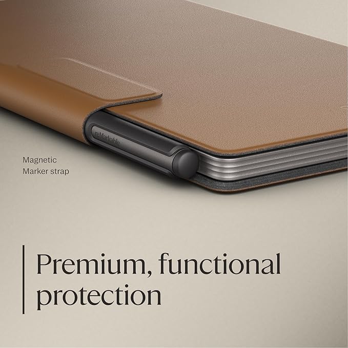 reMarkable Paper Pro Move - Brown Leather Book Folio for Your 7.3'' Paper Tablet