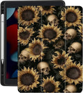 Cute Sunflowers Case for 10.9 Inch Ipad 10Th Retro GIlry Floral Cover for Ipad Black Shell with Clear Transparent Back Auto Sleep/Wake Shockproof with Pencil Holder(Girls Women)