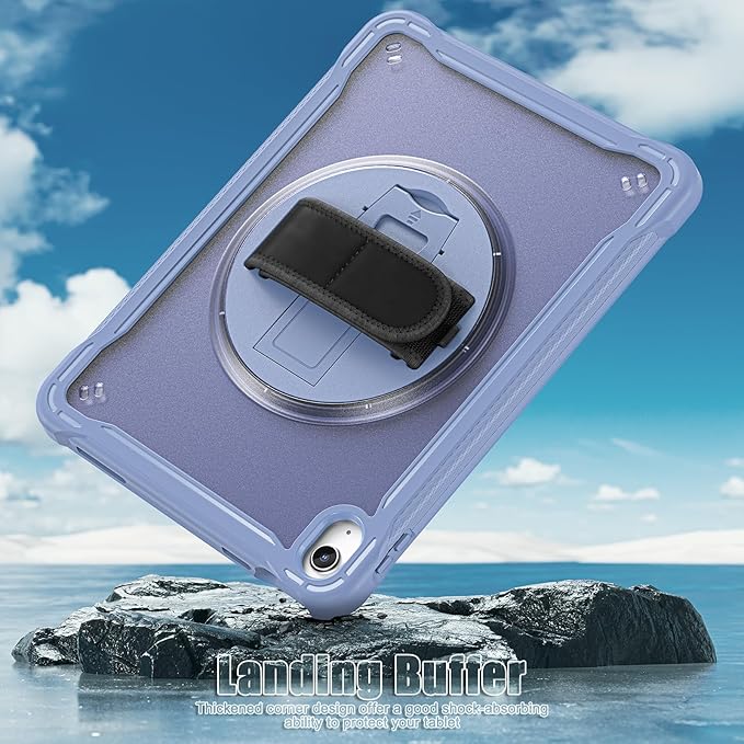 Case for iPad (A16) 11th/10th Generation 2025/2022 11/10.9 inch Rugged Shockproof Protective Cover with Screen Protector 360° Rotating Hand Strap&ampStand Pencil Holder Purple