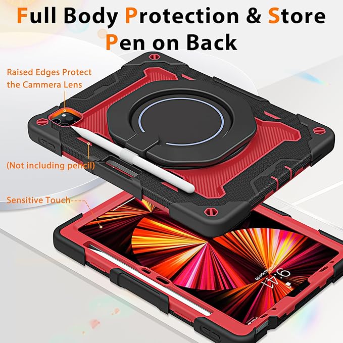 ROISKIN for iPad Air 11 inch M4/M3/M2 Case iPad Pro 11 inch 4th/3rd/2nd/1st GenerationiPad Air 5th/4th 10.9 inch CaseHeavy Duty Shockproof with 360 Stand Handle Shoulder Strap Pen Holder for Kids