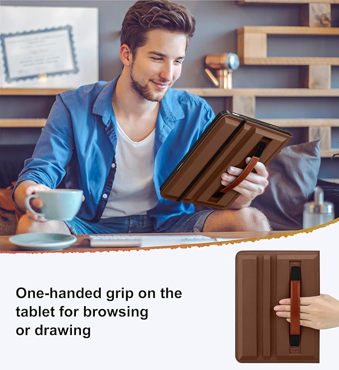 DTTO for iPad A16 Case iPad 11th / 10th Generation Case (2025/2022) 360 Degree Rotating Premium Leather Folio Stand Cover with Pencil Holder Dark Brown