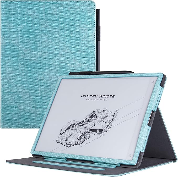 BOZHUORUI Protective Folio Case for iFLYTEK AINOTE 2 10.65-inch Paper TabletMulti-Angle Adjustable StandPremium PU Leather Sleeve Cover with Auto Sleep/Wake &amp Hand Strap (Mint Green)