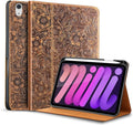 Gexmil Genuine Leather Case for iPad mini 7 (A17 Pro) 2024 / iPad mini 6 Generation 2021 8.3 InchPencil HolderProtctive Shockproof Cowhide CoverAuto Sleep/WakePencil 2 Wireless Charging Brown