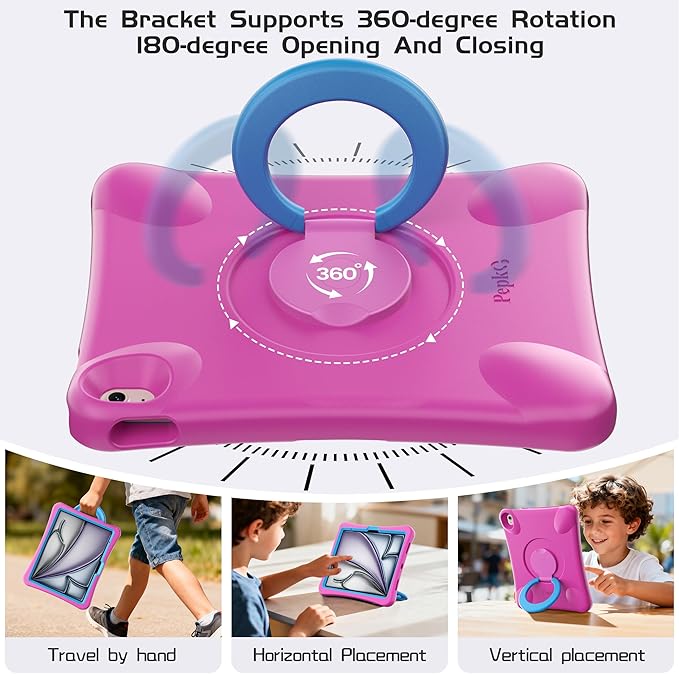 Pepkoo for iPad Air 13 inch Case for Kids with 360° Rotatable StandShockproof EVA Handle Cover for iPad Air 13 M3 2025 and M2 2024 Models