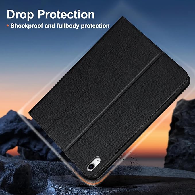 Gexmil Leather Case for iPad Air 11 Inch M4/M3/M2 (2026/2025/2024)iPad Air 10.9 Inch 5th/4th Generation 2022/2020 Top Grain Leather Cover Auto Sleep/Wake Adjustable StandPalm-Print Black