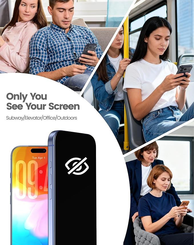 for iPhone 17 Pro Max Privacy Screen Protector 25° Anti-Spy 3D Curved Tempered Glass Full Coverage 12FT Military Drop Protection 9H Hardness 3s Bubble-Free Fingerprint &amp Case Friendly 2-Pack