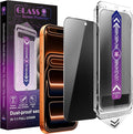 2 Pack Privacy Screen Protector for iPhone 17 Pro 6.3-Inch Auto Dust Removal No BubblesAnti-Spy Tempered Glass Film Easy Installation