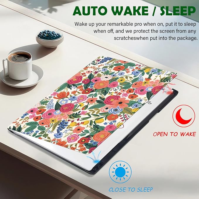 Case for Remarkable Paper Pro Tablet 11.8 (Released in 2024) Hard Back Shell Protective Book Folio Cover with Built-in Pen Holder with Auto Sleep/Wake Function.