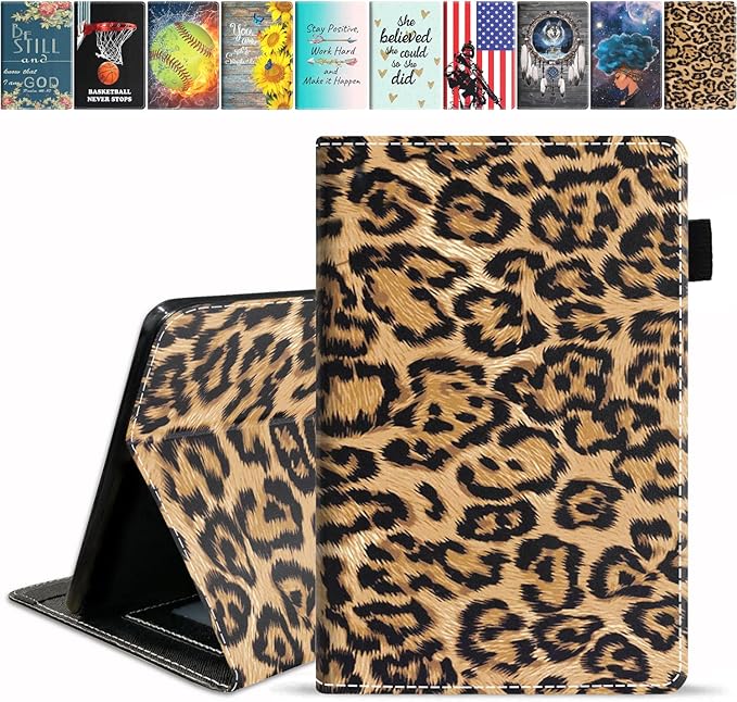 Case for All-New Kindle Fire HD 8/Fire HD 8 Plus Tablet (12th/10th Generation 2022/2020 Release) - PU Leather Stand Flip Cover with Card Slot &amp Pencil Holder Leopard Print