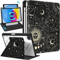 for iPad Air 11 inch Case Air 5th/4th Generation 10.9 Pro 11'' Case Women Girls for Apple Pencil Holder Cute Sun and Moon Stars Rotating Folio Cover for iPad Air 5/4 (2022/2020)/Pro 11