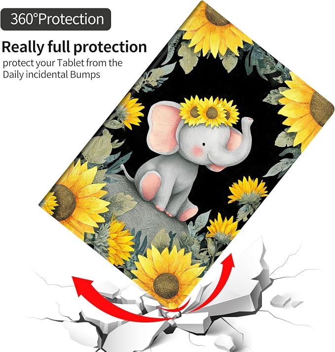 Cute Elephant With Sunflowers