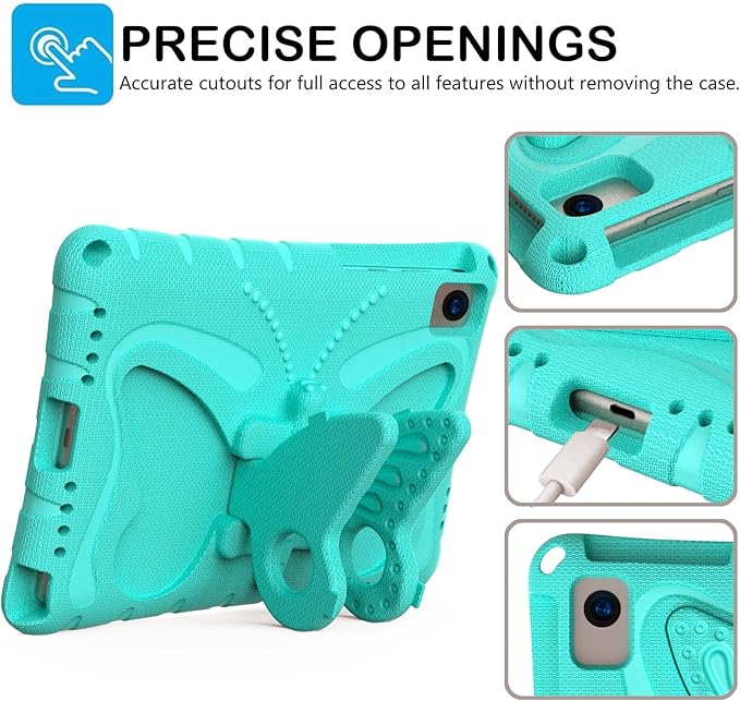 YEMENGHUA Heavy Duty Protection Compatible with Samsung Galaxy Tab S5e 10.5 (2019) SM-T720Lightweight EVA Kid Friendly Shockproof Protective CaseShoulder Strap Case Butterfly Kids Case(Green)