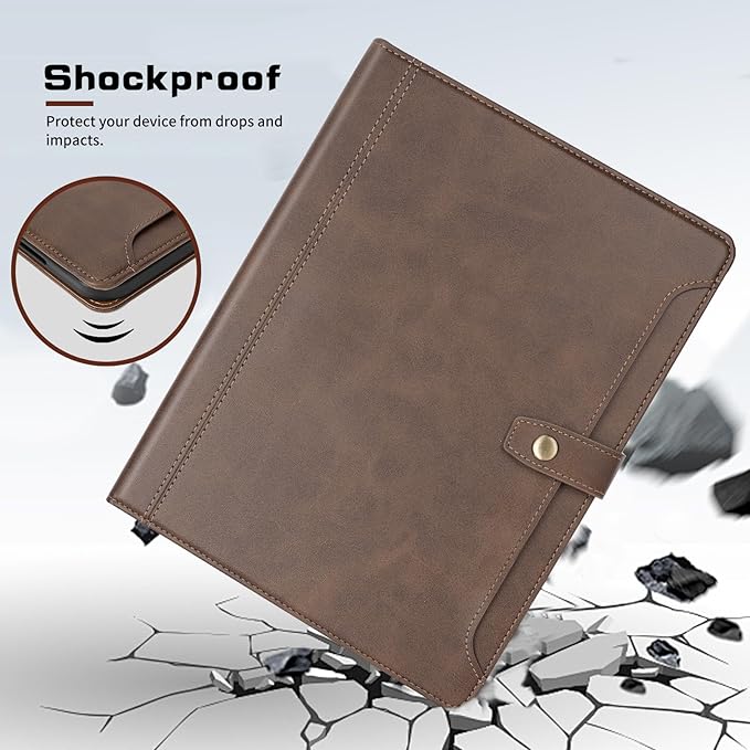 for iPad 9th/8th/7th Generation Case 10.2 inch Protective PU Leather iPad Case with Built-in Pencil Holder Card Slots Smart Auto Sleep/Wake Stand Cover - Brown