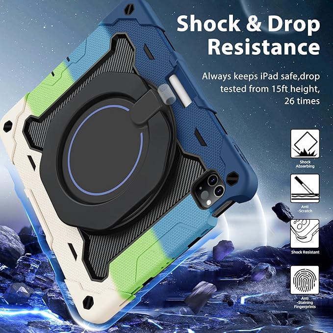 ROISKIN for iPad Air 11 inch M4/M3/M2 Case iPad Pro 11 inch 4th/3rd/2nd/1st GenerationiPad Air 5th/4th 10.9 inch CaseHeavy Duty Shockproof with 360 Stand Handle Shoulder Strap Pen Holder for Kids