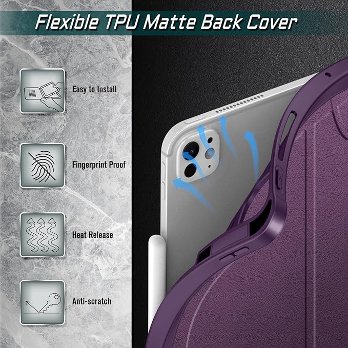 Fintie Magnetic Stand Case for iPad Pro 13-inch (M5) 2025 / (M4) 2024 - Multiple Angles Shockproof Rugged Soft TPU Cover with Pencil Holder Auto Sleep/Wake Purple