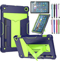 Case for Amazon Fire Max 11 (13th Generation 2023 Released) - Heavy Duty Hybrid Protective Case Cover with Kickstand + 1 Screen Protector and 1 Random Stylus (Navy Blue/Green)