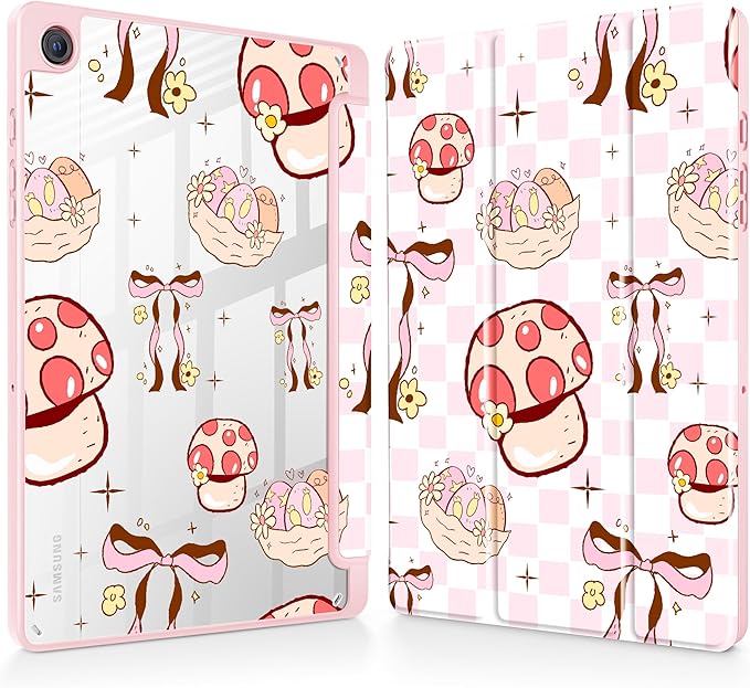 Tuiklol for Samsung Galaxy Tab A9+ Tablet 11” / A9+ Plus 2024 2023Buit-in S-Pen Holder with Clear Protective Cover Transparent Back Shell Auto Wake/Sleep Samsung Tab A9 Plus CoverGroovy-Bow