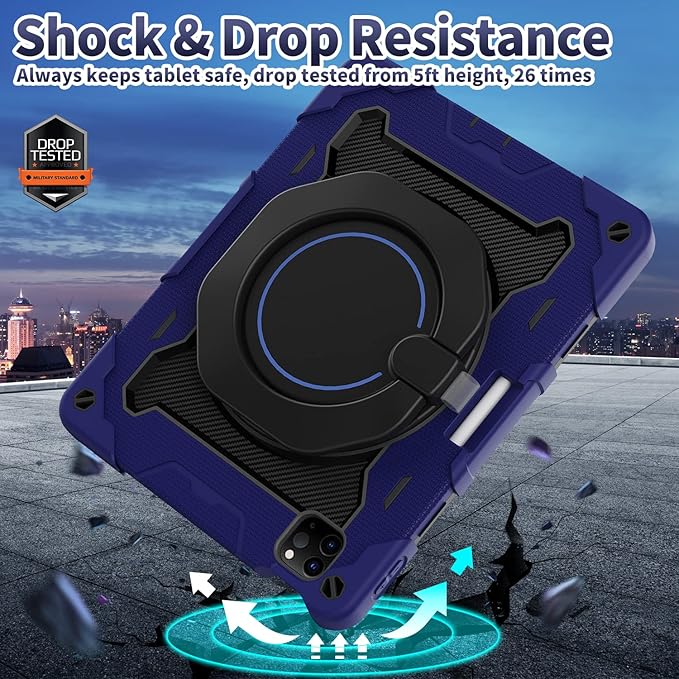ROISKIN for iPad Air 11 inch M4/M3/M2 Case iPad Pro 11 inch 4th/3rd/2nd/1st GenerationiPad Air 5th/4th 10.9 inch CaseHeavy Duty Shockproof with 360 Stand Handle Shoulder Strap Pen Holder for Kids