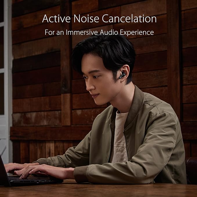 ASUS ROG Cetra True Wireless Gaming Earbuds – Bluetooth Low-Latency ANC Noise Cancelling Touch Control IPX4 Water Resistant 27Hr Battery Wireless Charging for PC Mobile Switch Ally/X - Black