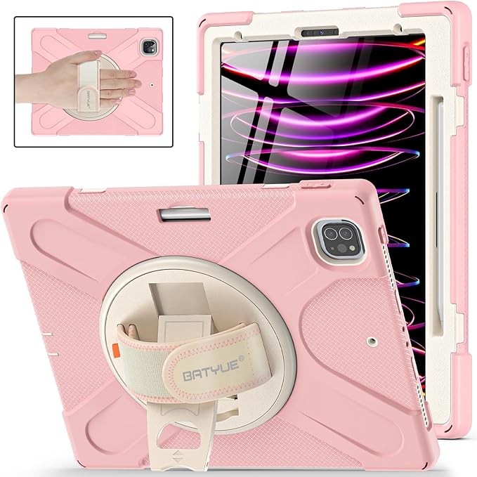 BATYUE Case for iPad Air 11-inch M4 (2026)/ M3 (2025) / M2 (2024) iPad Air 5th/4th 10.9 inch(2022/2020) iPad Pro 11 4th/3rd/2nd/1st Gen Case (2022/2021/2020/2018) with Pencil Holder &amp Strap Pi