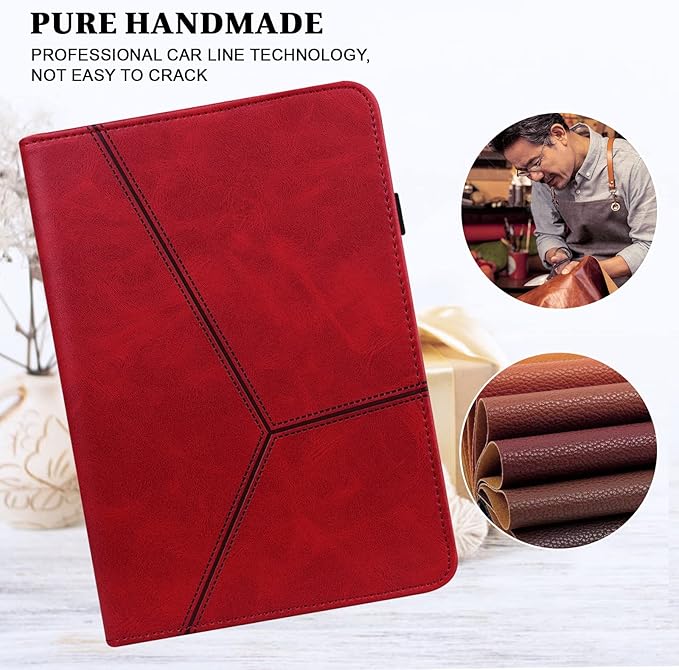 Case for Amazon Kindle Fire Max 11 Case (13th Generation 2023 Release) 11PU Leather Folio Stand Stylish Solid Color Stripe Stand Cover for Fire 11 Tablet - Red