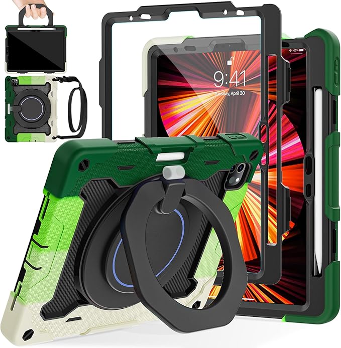 ROISKIN for iPad Air 11 inch M4/M3/M2 Case iPad Pro 11 inch 4th/3rd/2nd/1st GenerationiPad Air 5th/4th 10.9 inch CaseHeavy Duty Shockproof with 360 Stand Handle Shoulder Strap Pen Holder for Kids