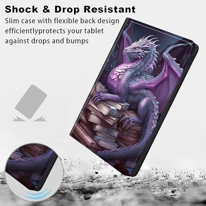 Case for Samsung Galaxy Tab A11+ / A9 Plus 11-Inch (2026/2024) Lightweight Adjustable Stand Folio Cover PU Leather Smart Protective Case with Auto Wake/Sleep Dragon Book Art