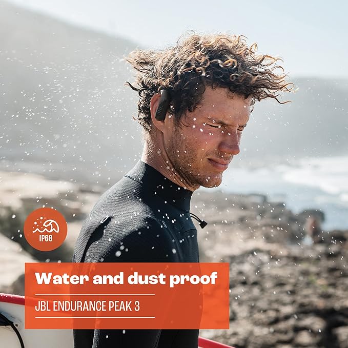 JBL Endurance Peak 3 - Dust and Water Proof (IP68) True Wireless Active Earbuds JBL Pure Bass Sound Up to 50 Total Hours of Playback with Speed Charge Ambient Aware &amp Talk Thru (Black)