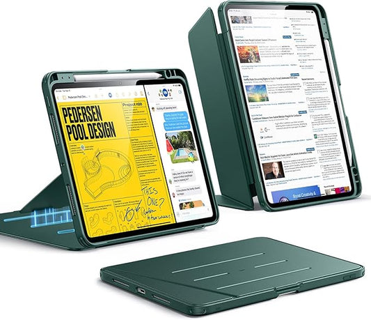 ESR for iPad Pro 11 Inch Case (M5/M4) 2025/2024 Vertical Stand Cover Multi Stand Angles Ultra-Stable Case with Pencil Holder Flip Series Green