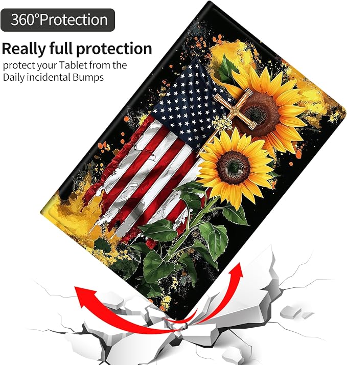 American Flag Sunflower Cross