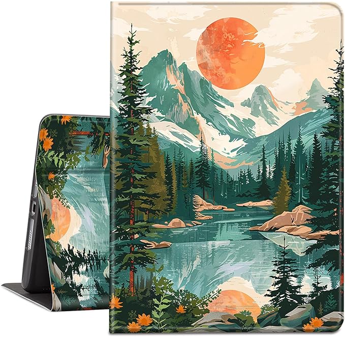 Case for Amazon Kindle Fire HD 10 and Fire HD 10 Plus 10.1 Tablet Case (13th/11th Generation 2023/2021 Release) Slim Fit PU Leather Cover with Auto Sleep/Wake - Mountain Range Sun