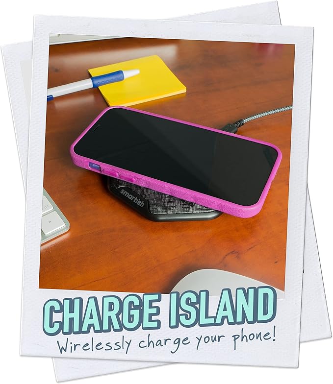 Smartish Fast Wireless Charger - Charge Island - Qi-Certified 15W Universal Charging Pad [Textured &amp Non-Slip] for iPhone Samsung Galaxy AirPods Pro Qi-Enabled Devices - Black Tie Affair