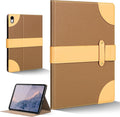 Case for iPad A16 11th Gen 11 InchiPad 10th Gen. 10.9 InchLeather Folio Cover with Auto Wake/Sleep Adjustable StandMagnetic Buckle Closure Protection Case-Single Strap Yellow Brown