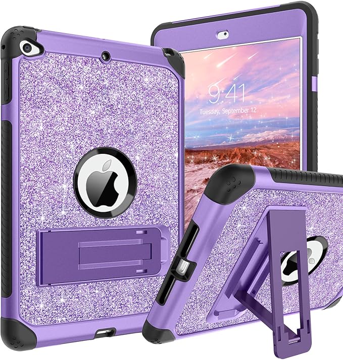 YINLAI for iPad mini 5 CaseiPad mini 4 Case Glitter Bling Kickstand Kids Girls Women Heavy Duty Shockproof Protective Sparkly Tablet Cover for iPad mini 5th Gen/Mini 4th Generation 7.9 InchPurple