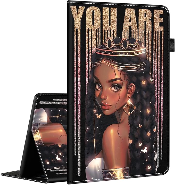 Case Fits Amazon Kindle Fire HD 8 &amp 8 Plus Tablet (12th Generation/10th Generation 2022/2020 Release) 8 Multi-Angle Smart Stand Cover Auto Sleep/WakeAfrican American Black Afro Girl